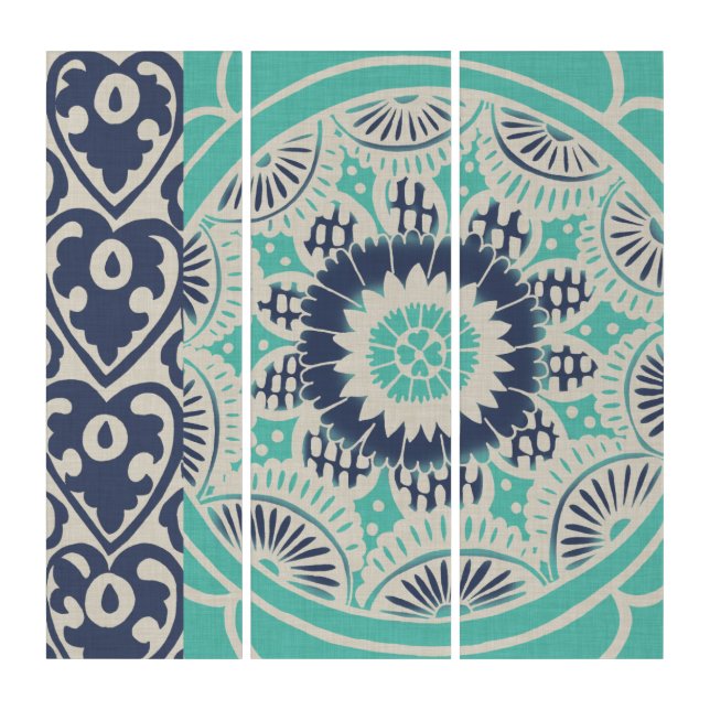 Blue Batik Tile III Triptych (Front)