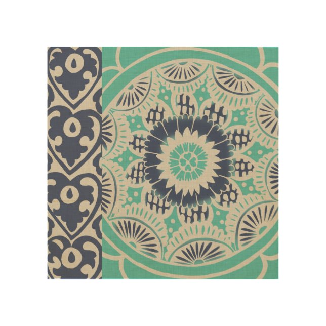 Blue Batik Tile III Wood Wall Art (Front)