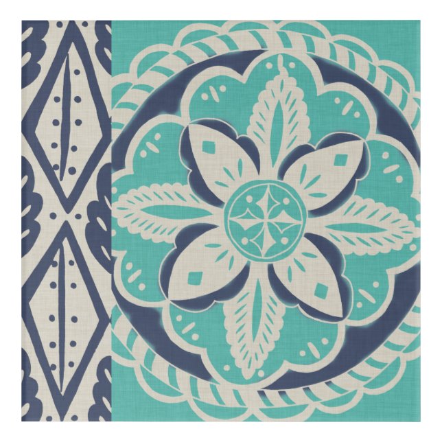 Blue Batik Tile IV Acrylic Print (Front)