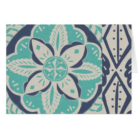 Blue Batik Tile IV Cards (Front Horizontal)