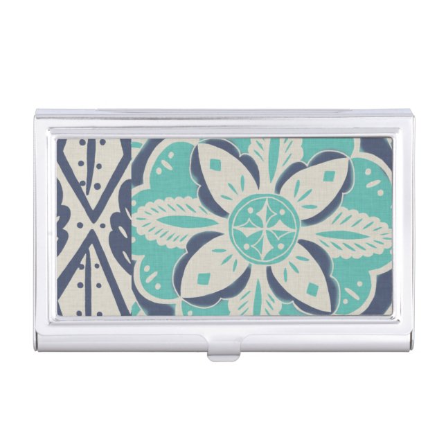 Blue Batik Tile IV Case For Business Cards (Front)