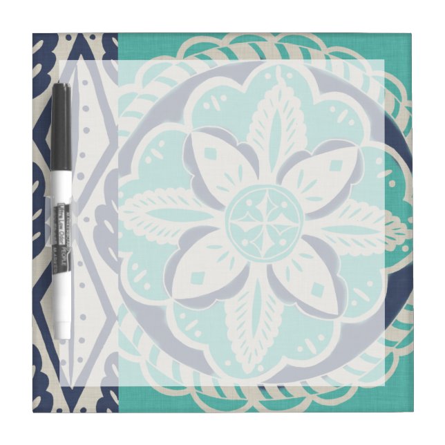 Blue Batik Tile IV Dry-Erase Board (Front)