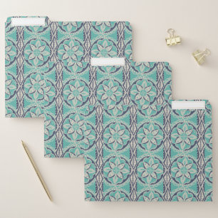 Blue Batik Tile IV File Folder