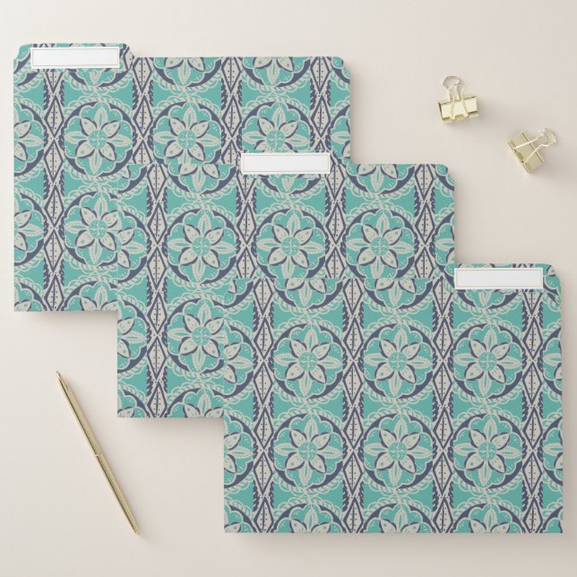 Blue Batik Tile IV File Folder (Set)
