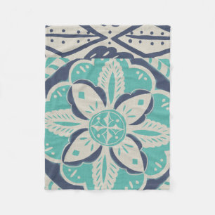 Blue Batik Tile IV Fleece Blanket