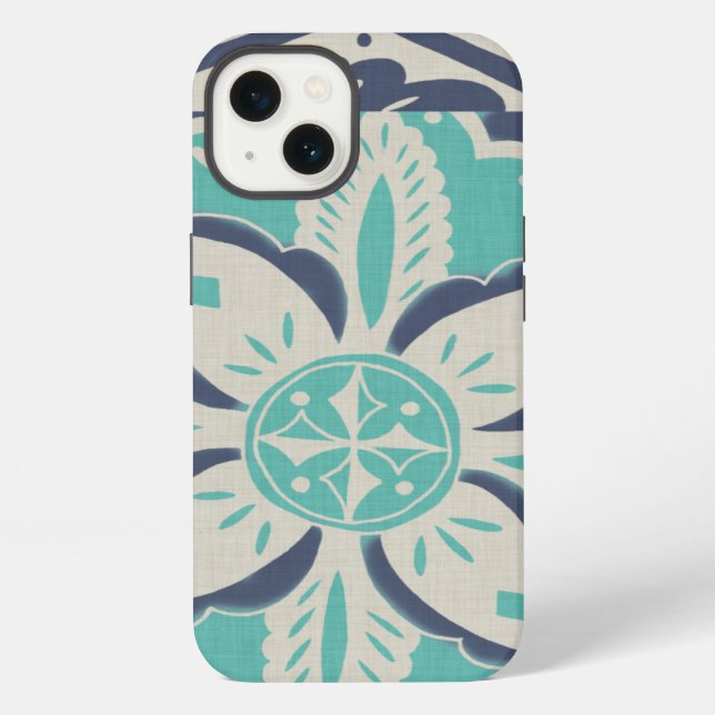 Blue Batik Tile IV Iphone Case (Back)