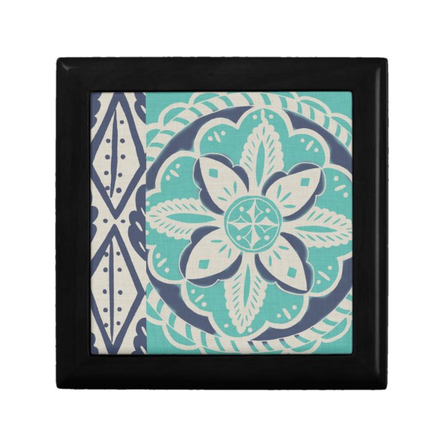 Blue Batik Tile IV Jewelry Box (Front)