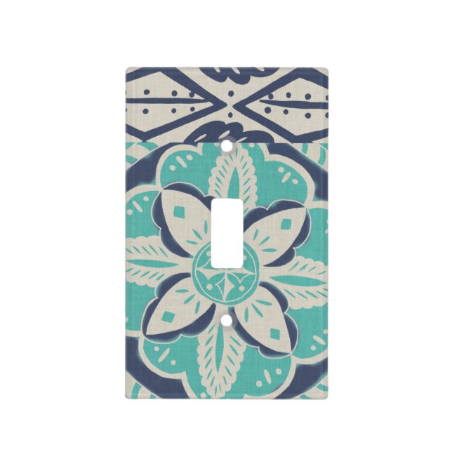 Blue Batik Tile IV Light Switch Cover (Front)