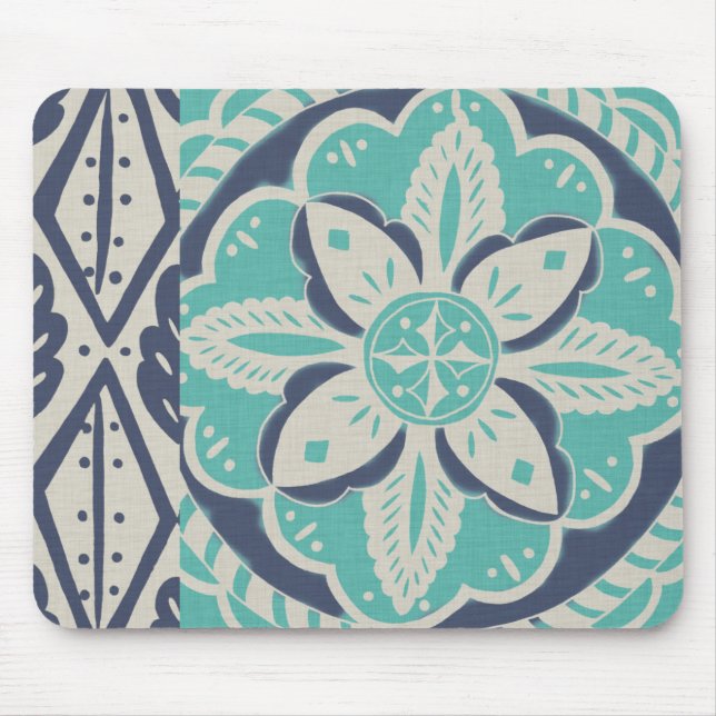 Blue Batik Tile IV Mouse Pad (Front)