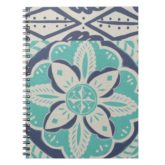 Blue Batik Tile IV Notebook (Front)