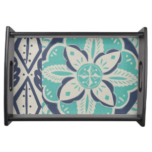 Blue Batik Tile IV Serving Tray
