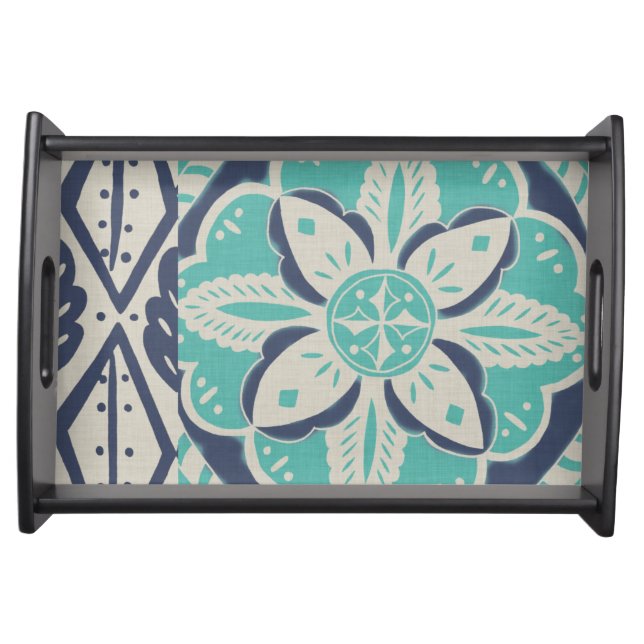 Blue Batik Tile IV Serving Tray (Front)