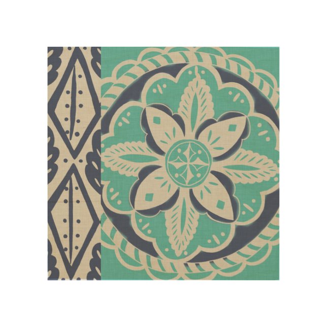 Blue Batik Tile IV Wood Wall Decor (Front)