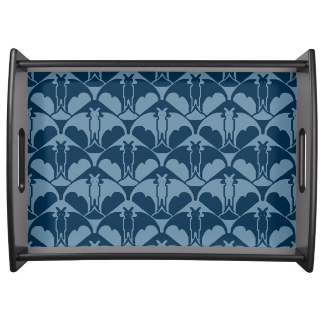 Blue Batty Large Black Serving Tray (Front)
