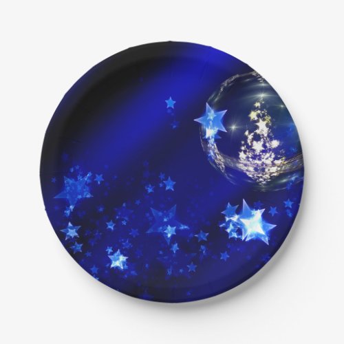 Blue Baubel  Stars Christmas Plate