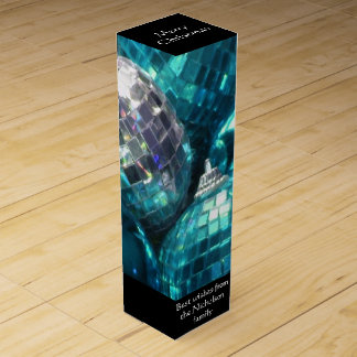 Blue Baubles Text wine gift box black