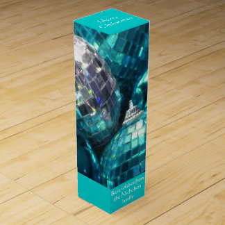Blue Baubles Text wine gift box blue