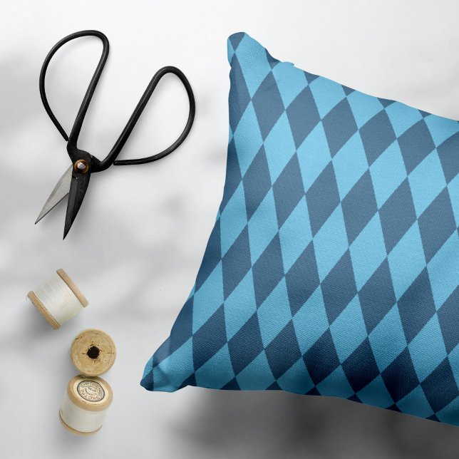 Blue Bavaria Rhombus Flag Pattern Accent Pillow (Creator Uploaded)