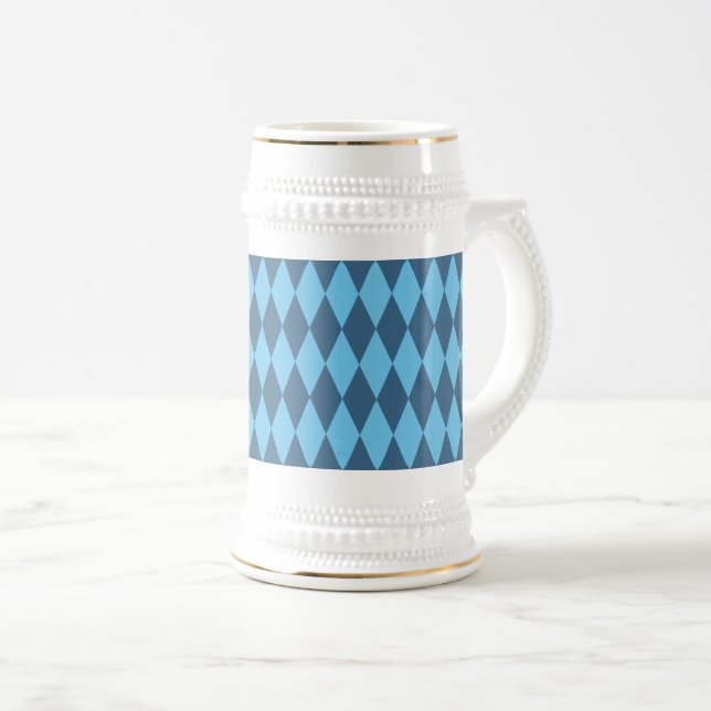 Blue Bavaria Rhombus Flag Pattern Beer Stein (Front Right)