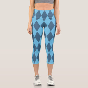 Blue Bavaria Rhombus Flag Pattern Capri Leggings