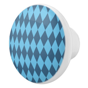 Blue Bavaria Rhombus Flag Pattern Ceramic Knob