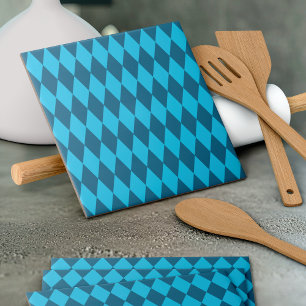 Blue Bavaria Rhombus Flag Pattern Ceramic Tile