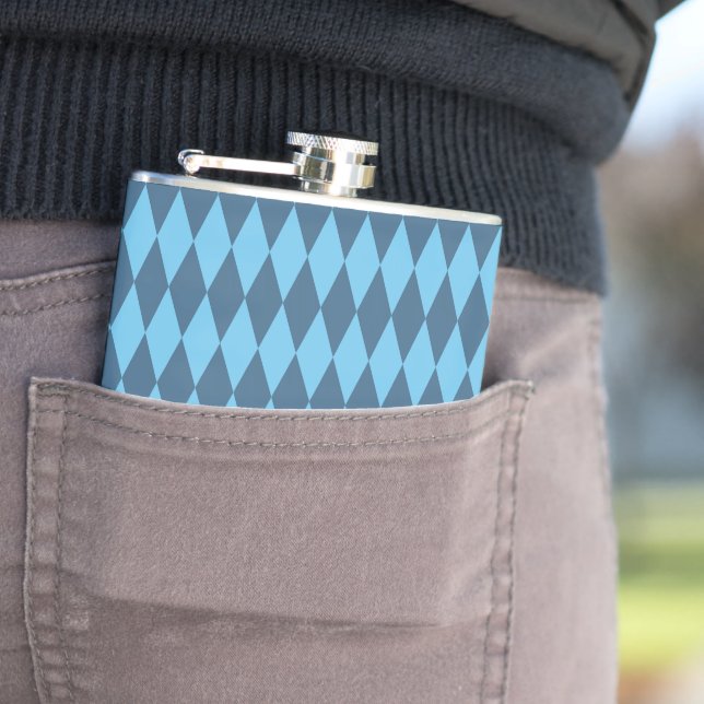 Blue Bavaria Rhombus Flag Pattern Flask (In Situ)