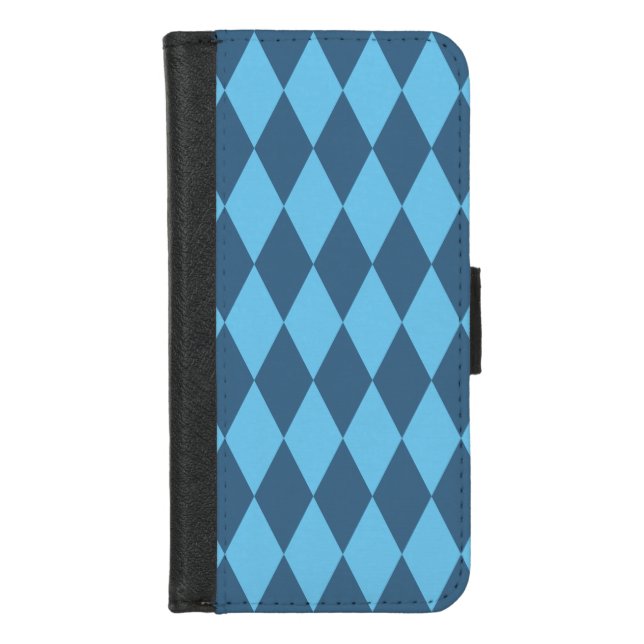Blue Bavaria Rhombus Flag Pattern iPhone Wallet Case (Front)