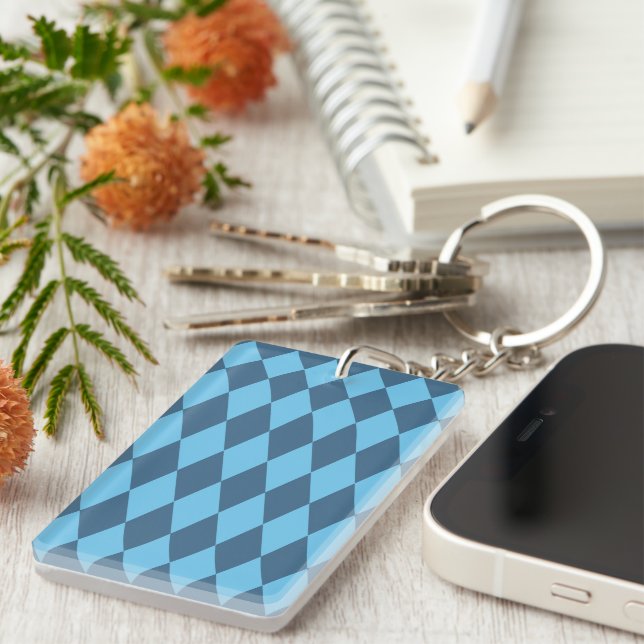 Blue Bavaria Rhombus Flag Pattern Keychain (Front Right)
