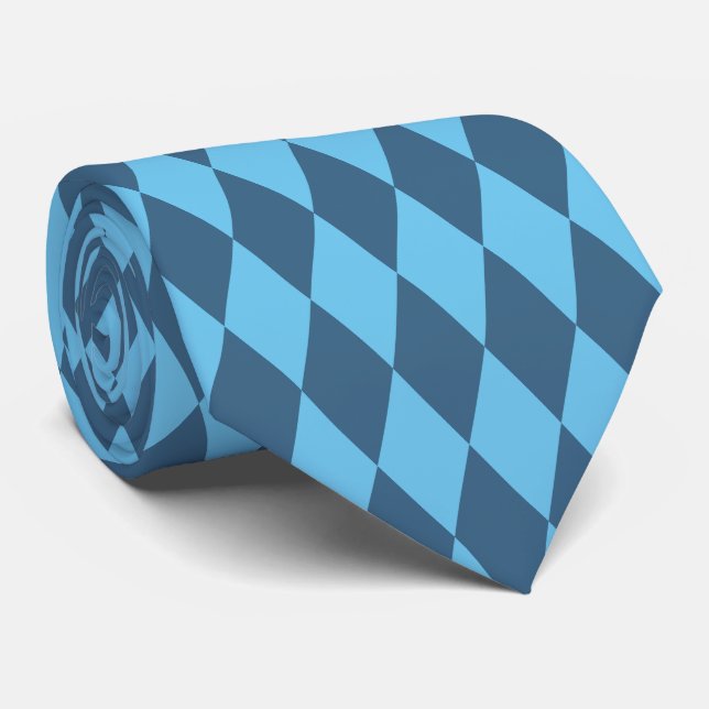 Blue Bavaria Rhombus Flag Pattern Neck Tie (Rolled)