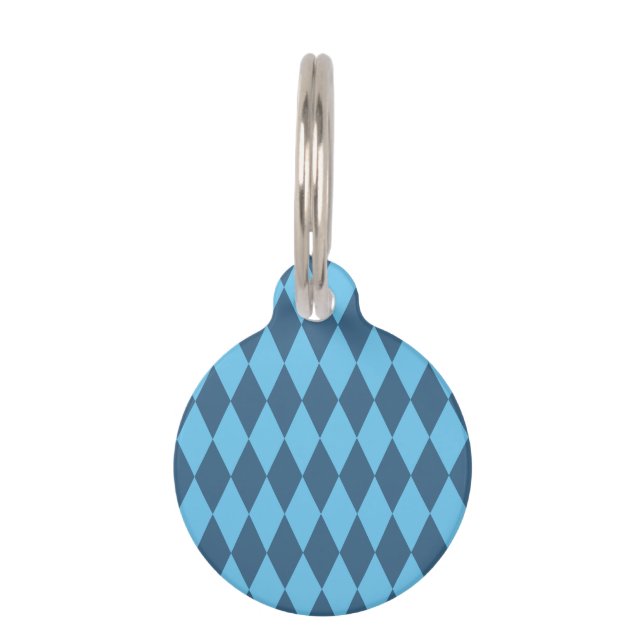Blue Bavaria Rhombus Flag Pattern Pet ID Tag (Front)