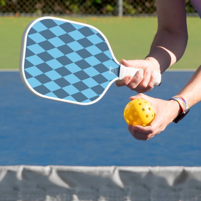 Blue Bavaria Rhombus Flag Pattern Pickleball Paddle (Insitu)
