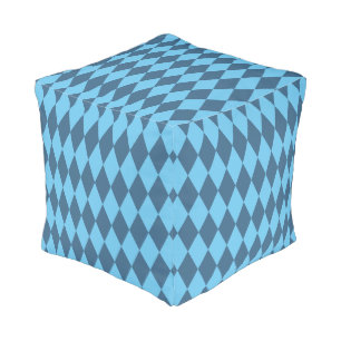 Blue Bavaria Rhombus Flag Pattern Pouf