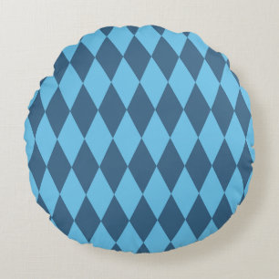 Blue Bavaria Rhombus Flag Pattern Round Pillow