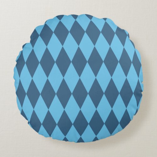 Blue Bavaria Rhombus Flag Pattern Round Pillow