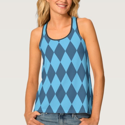 Blue Bavaria Rhombus Flag Pattern Tank Top