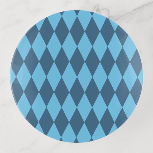 Blue Bavaria Rhombus Flag Pattern Trinket Tray (Front)