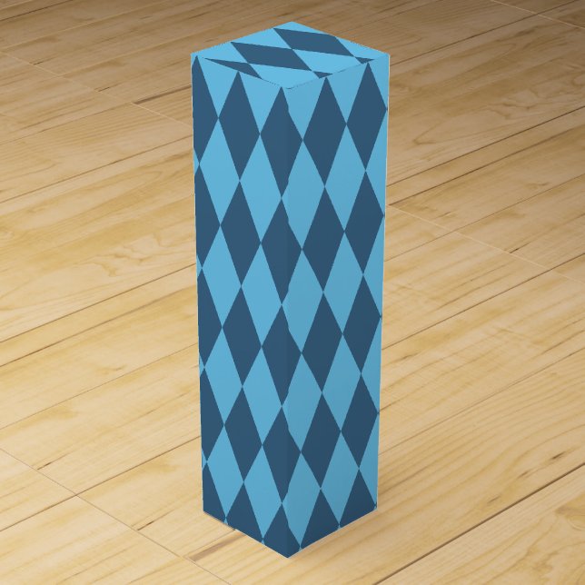 Blue Bavaria Rhombus Flag Pattern Wine Box (Front)
