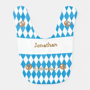 Blue Bavarian Octoberfest Pretzels Baby Bib