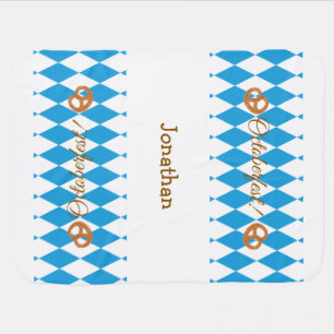 Blue Bavarian Octoberfest Pretzels Baby Blanket