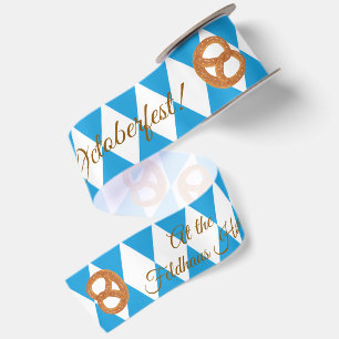 Blue Bavarian Octoberfest Pretzels NAME Satin Ribbon