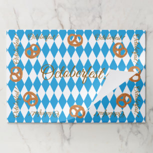 Blue Bavarian Octoberfest Pretzels Paper Placemats