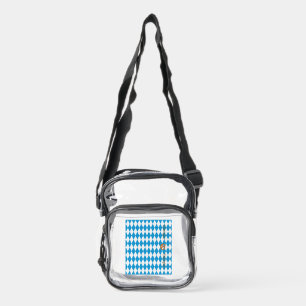 Blue Bavarian Octoberfest Pretzels Personalize Clear Crossbody Bag