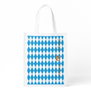 Blue Bavarian Octoberfest Pretzels Personalize Grocery Bag