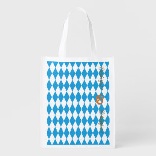 Blue Bavarian Octoberfest Pretzels Personalize Grocery Bag