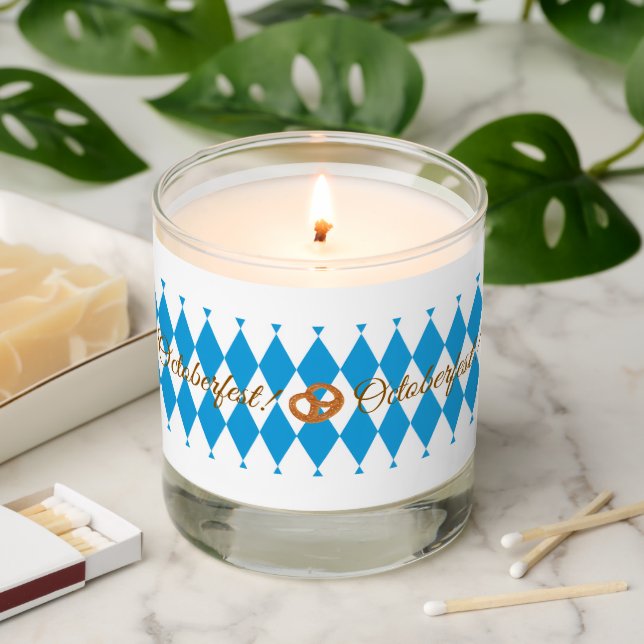 Blue Bavarian Octoberfest Pretzels Scented Candle (Lit)