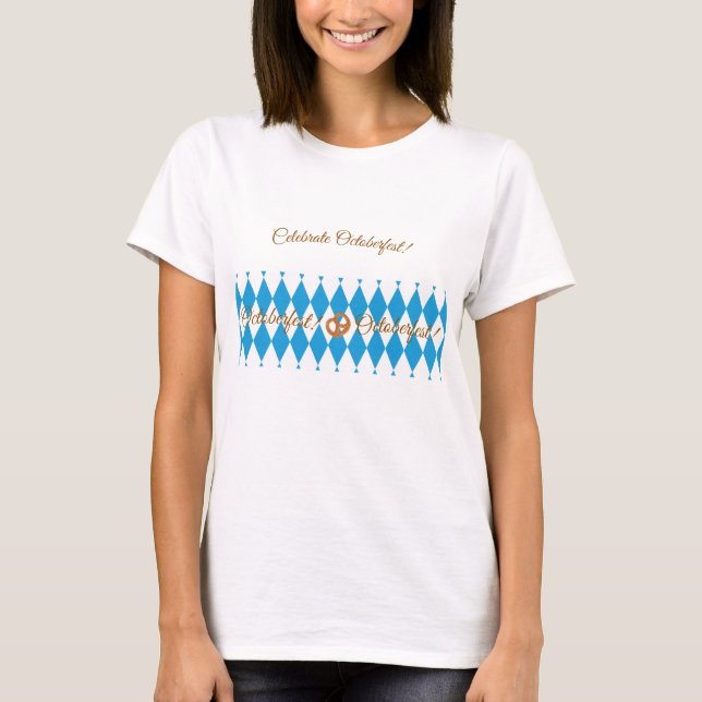 Blue Bavarian Octoberfest Pretzels T-Shirt (Front)