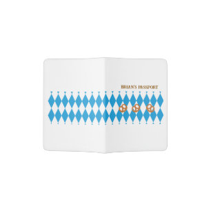 Blue Bavarian Pretzels PERSONALIZE Name Passport Holder