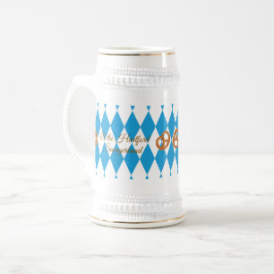 Blue Bavarian Prost! Pretzels NAME Beer Stein