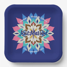 Blue Bayou 9-inch Square Wedding Plates